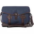 Barber Shop Small Messenger Pageboy Camera Bag Blue Canvas & Brown Leather