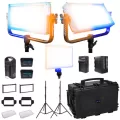 Dracast Bi-Color 3-Light Interview Kit with Gold Mount Battery Plates