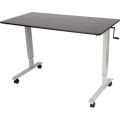 Luxor 60 Crank Adjustable Stand-Up Desk Black Oak Desk Silver Frame