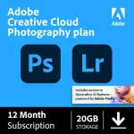Adobe Creative Cloud Photography Plan with 20GB Cloud Storage 12-Month Subscription Download