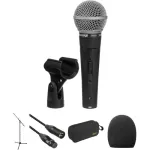 Shure SM58S Cardioid Microphone Kit - Includes Switch Boom Stand Cable Case and Windscreen