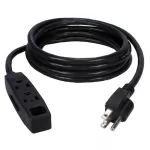 QVS 3Outlet 3Prong Power Extension Cord 16 AWG Black 15
