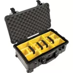 Pelican 1510 Carry On Case with Yellow and Black Divider Set Black