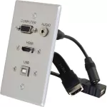 C2G HDMI VGA 35mm Audio and USB Pass Through Single Gang Wall Plate White